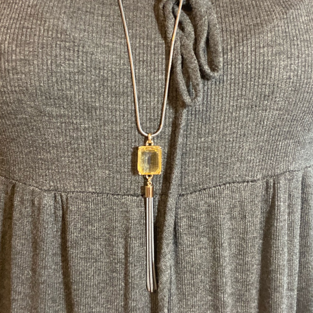 Classic Gold Pendant and Frills Long Necklace